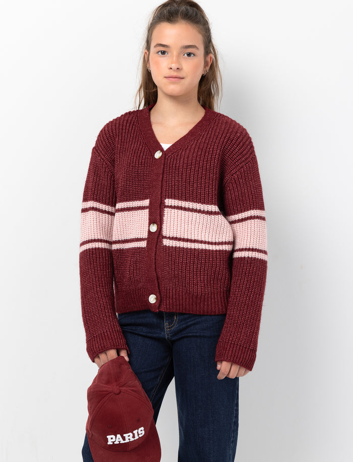 Cardigan rayé à manches longues pour fille