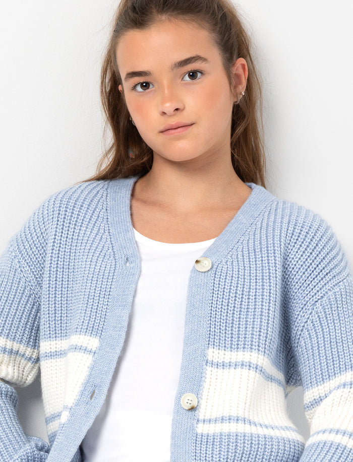 Cardigan rayé à manches longues pour fille