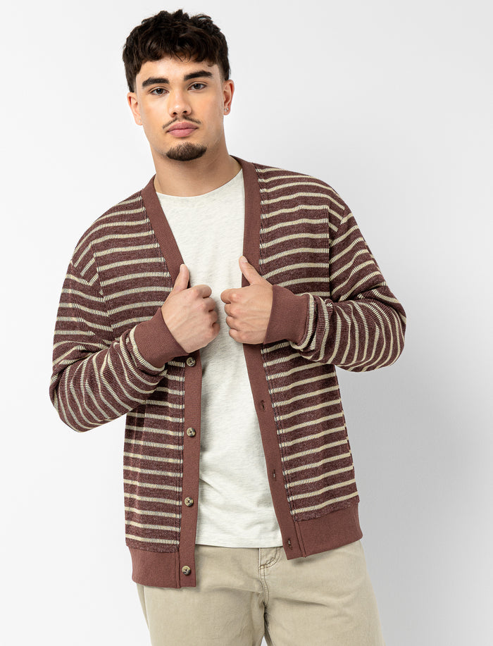 Cardigan rayé à manches longues pour homme