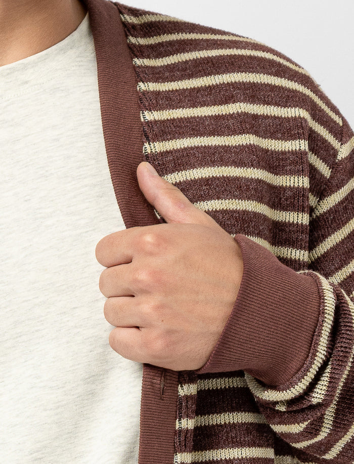 Cardigan rayé à manches longues pour homme