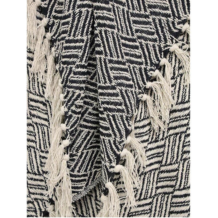 Stoneleigh & Roberson Carly Woven Cotton Throw - Black/Natural | Koop.co.nz