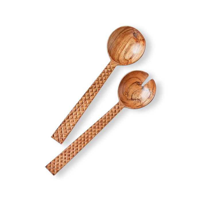 Carved Handle Salad Server Set