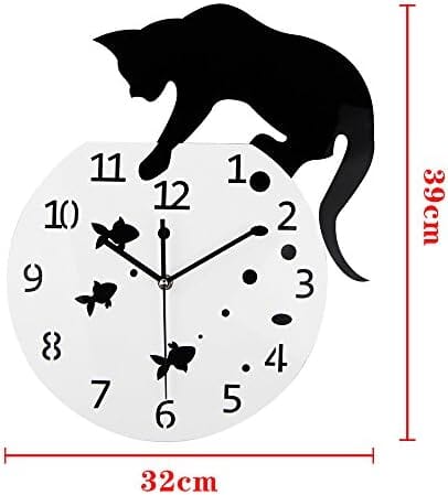Cat on Clock Living Room Mirror 3D Wall Design Home Decor Cats Pet Clever