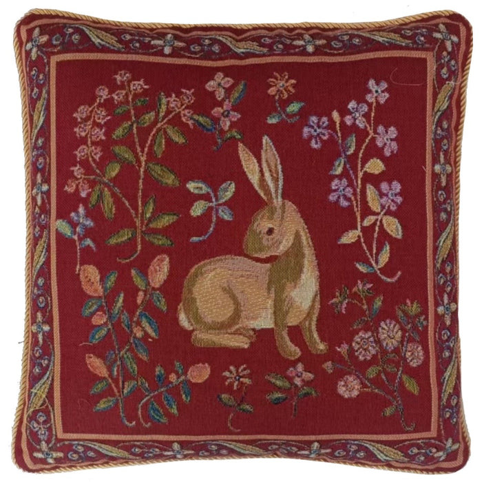 CCOV-ART-LU-RABBITDRD Cushion Cover Art Rabbit Dark Red W45 x H45 CM (W18 x H18 INCH)