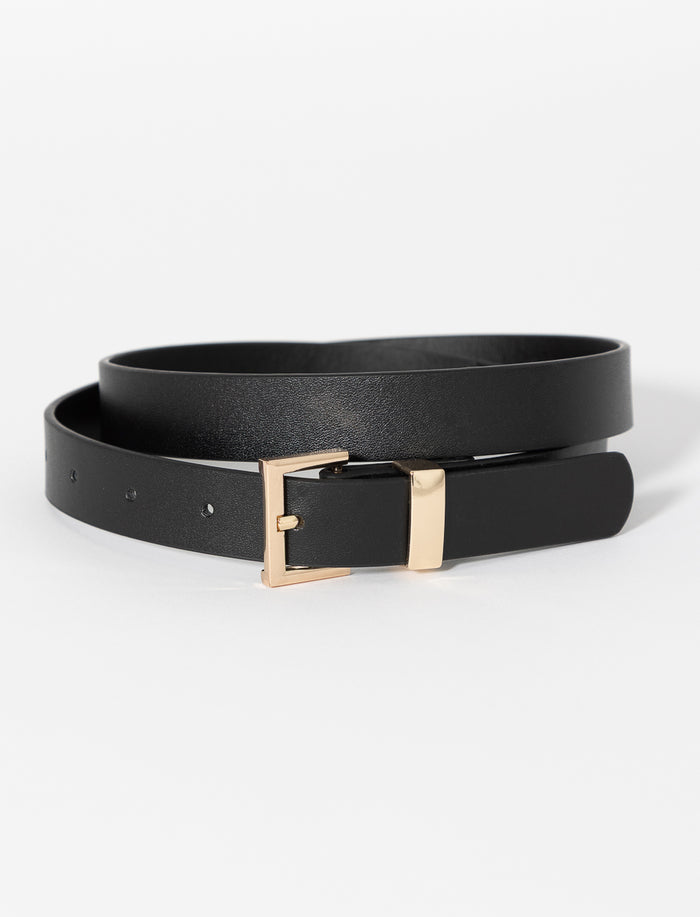 Ceinture en faux cuir à boucle carrée