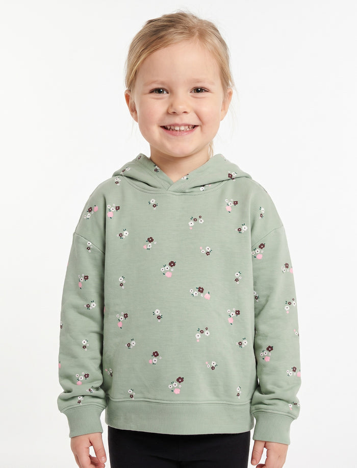 Chandail à capuchon fleuri à manches longues pour fille