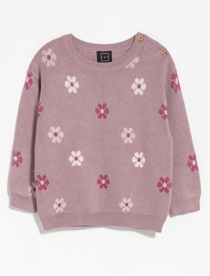 Chandail de tricot à fleurs