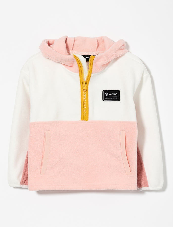 Chandail en polar demi-zip et poche kangourou - petite fille
