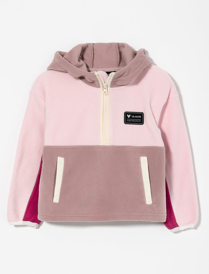 Chandail en polar demi-zip et poche kangourou - petite fille