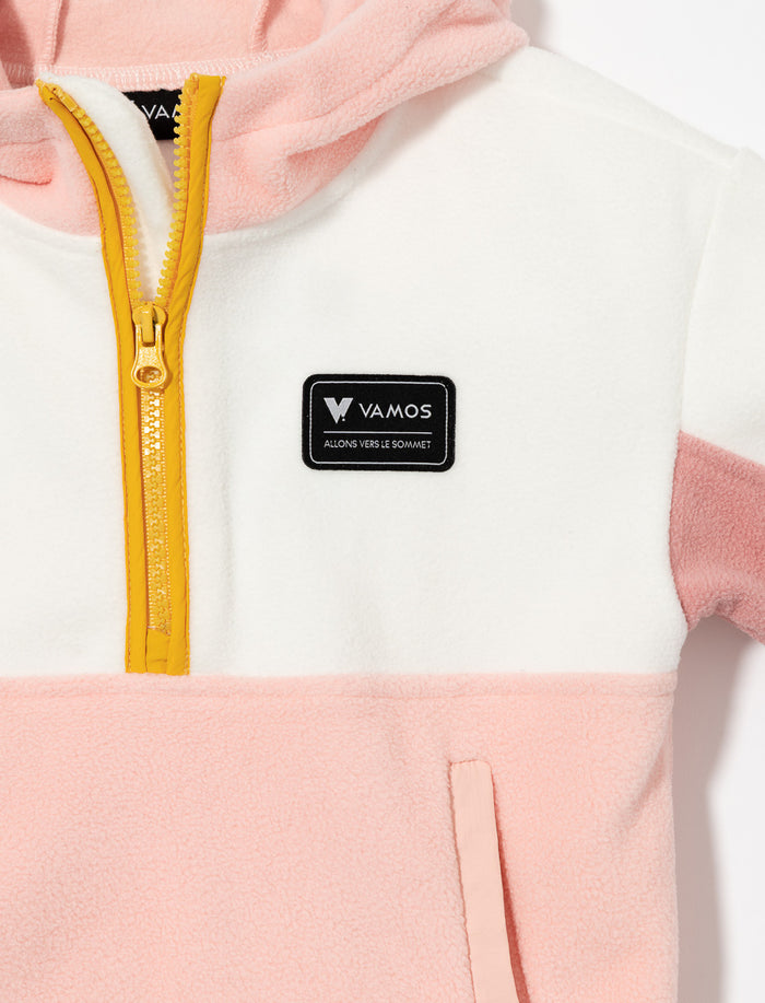 Chandail en polar demi-zip et poche kangourou - petite fille