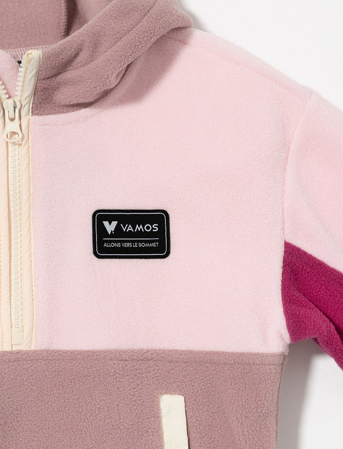 Chandail en polar demi-zip et poche kangourou - petite fille
