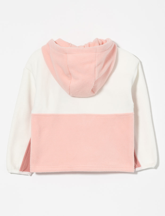 Chandail en polar demi-zip et poche kangourou - petite fille