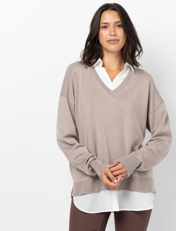 Chandail en tricot à col en V pour femme
