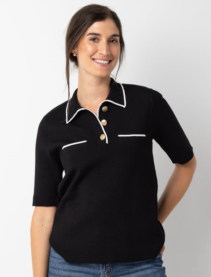 Chandail en tricot à col polo