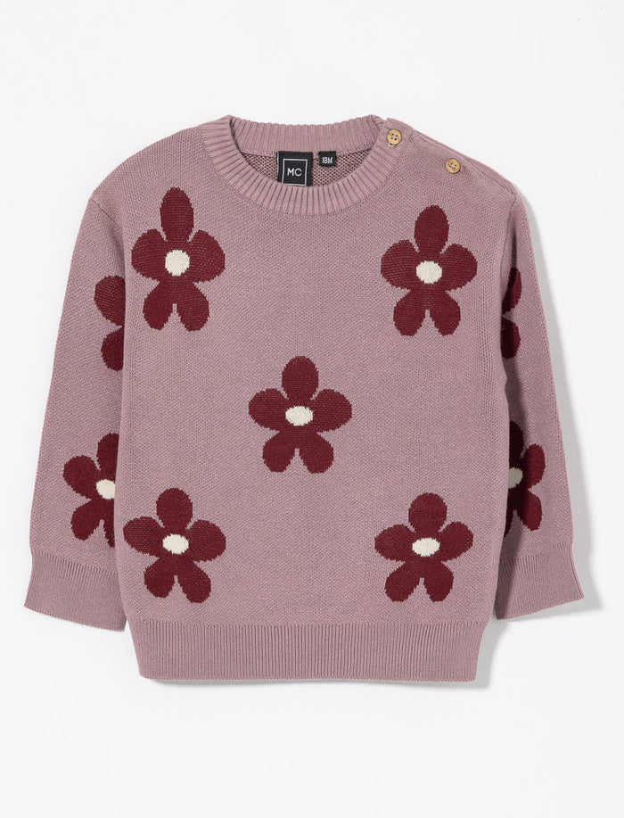 Chandail en tricot à fleurs