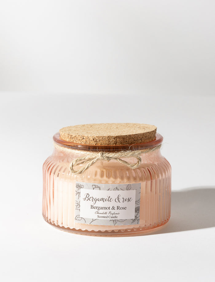 Chandelle parfumée rose et bergamote