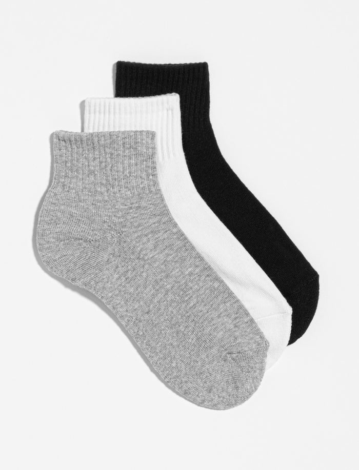 Chaussettes quarter unies - paquet de 3