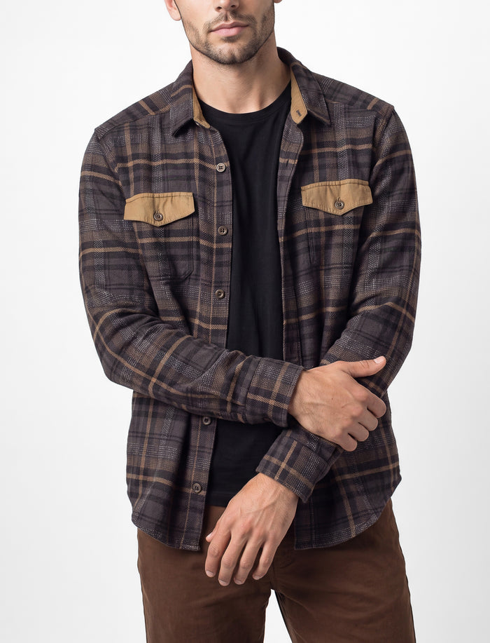 Chemise à carreaux à manches longues pour homme