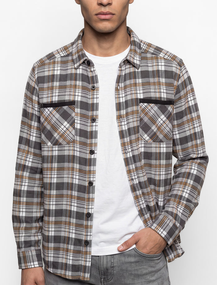 Chemise à carreaux à manches longues pour homme