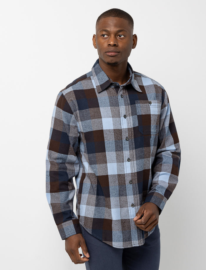 Chemise à carreaux en flanelle et poche