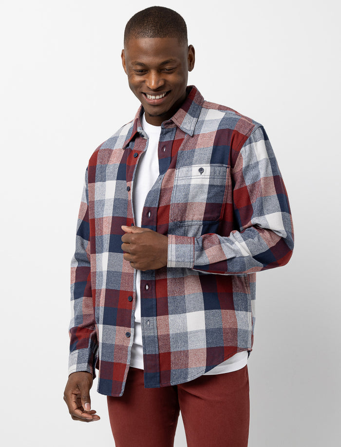 Chemise à carreaux en flanelle et poche
