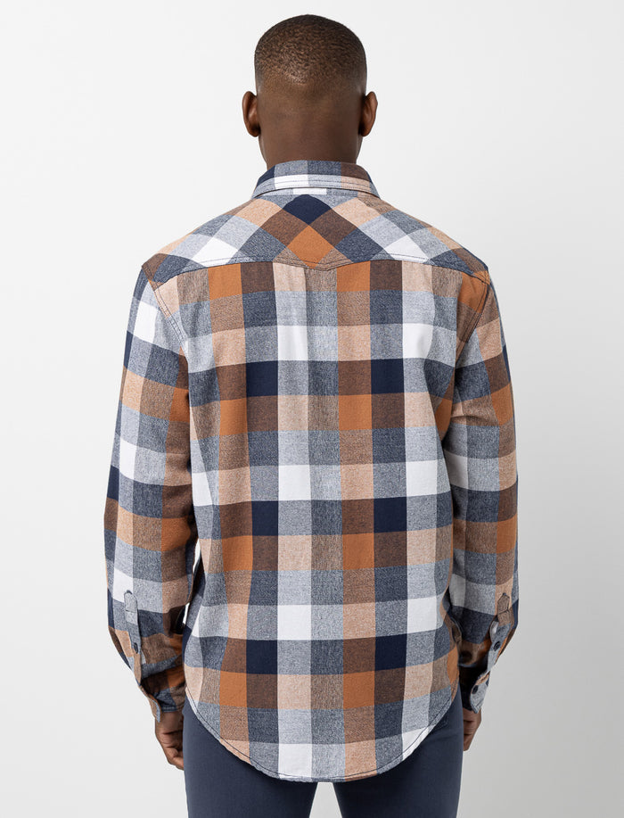 Chemise à carreaux en flanelle et poche