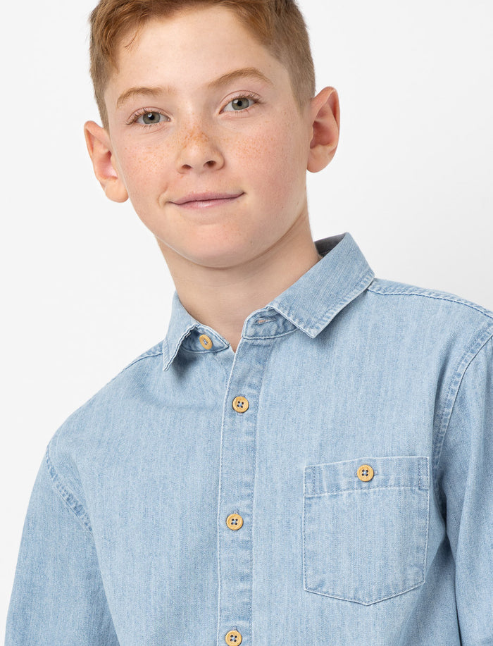 Chemise à manches longues en chambray - ado garçon