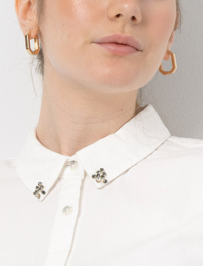 Chemise boutonnée avec strass au col