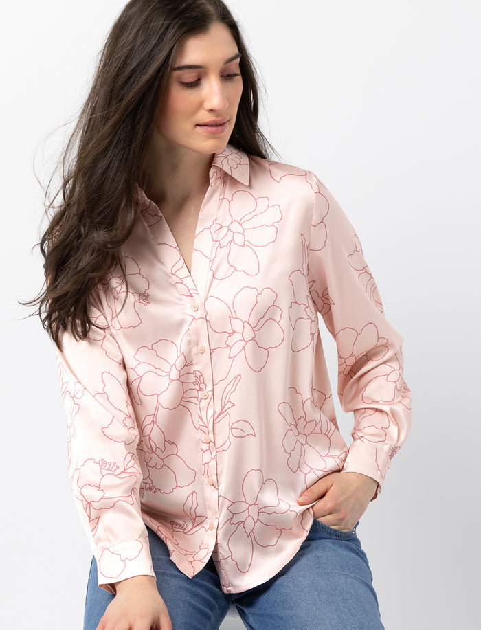 Chemise en satin à motifs