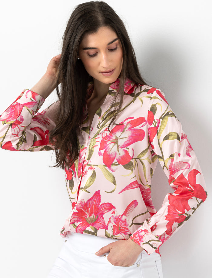 Chemise en satin à motifs