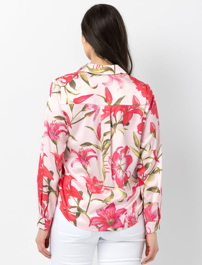 Chemise en satin à motifs