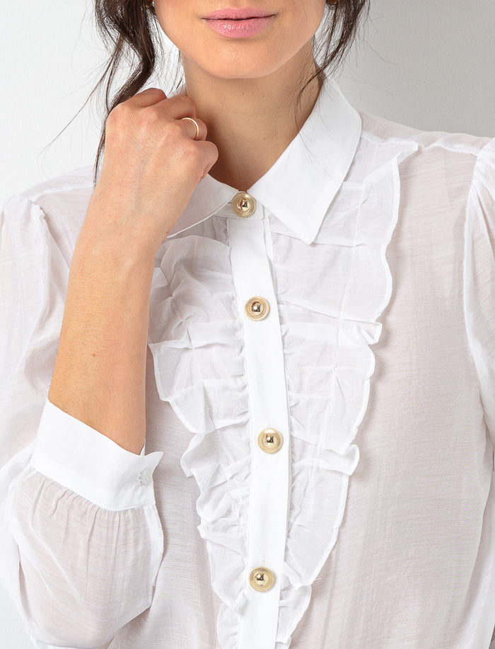 Chemise transparente à volants