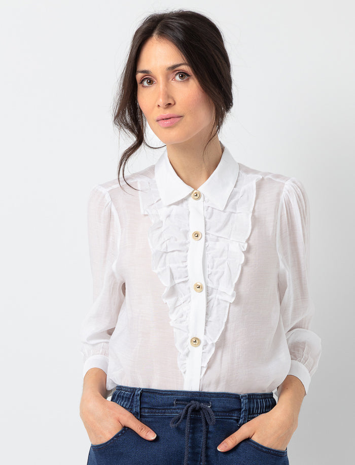 Chemise transparente à volants