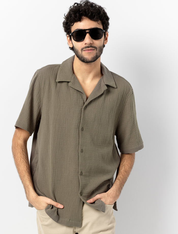 Chemise unie en gaze de coton
