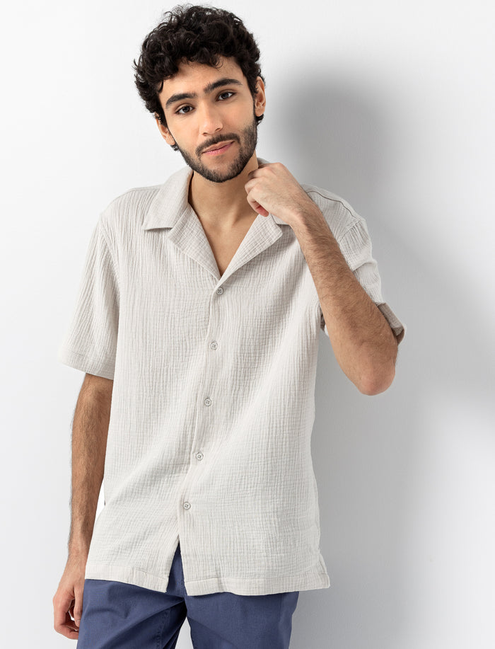 Chemise unie en gaze de coton