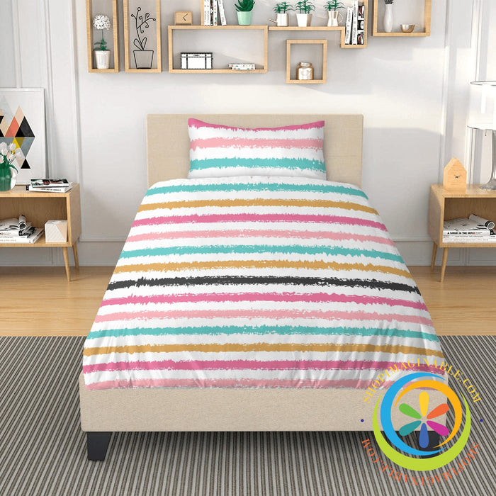 Chic Rainbow Striped Bedding Set