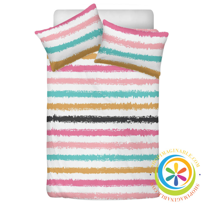 Chic Rainbow Striped Bedding Set