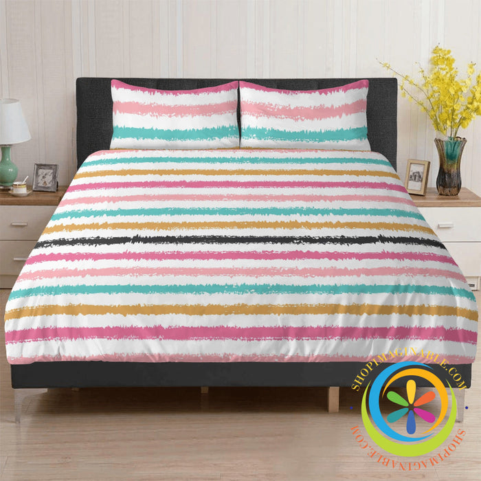 Chic Rainbow Striped Bedding Set