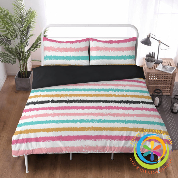 Chic Rainbow Striped Bedding Set