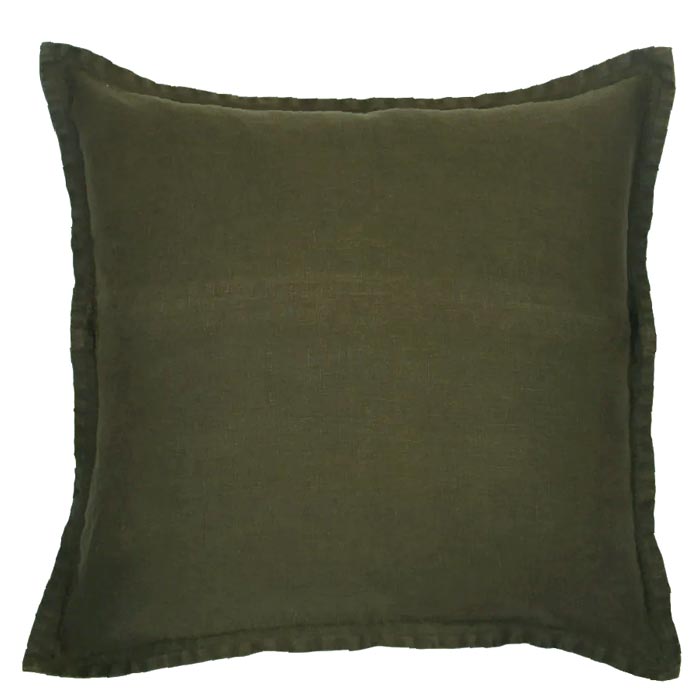 Raine & Humble Classic Linen Cushion - Olive Green (60cm) | Koop.co.nz