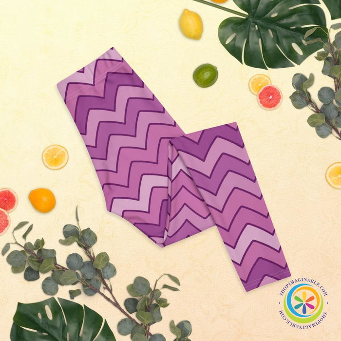 Classic Playful Purple Chevron Leggings-ShopImaginable.com