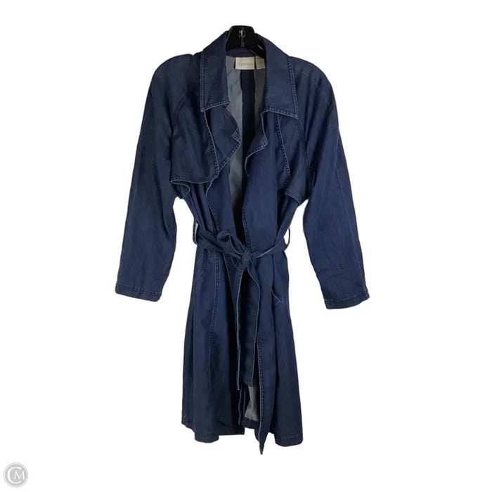 Coat Trench Coat By Chicos In Blue Denim, Size: L petite (Chicos size 2 petite)