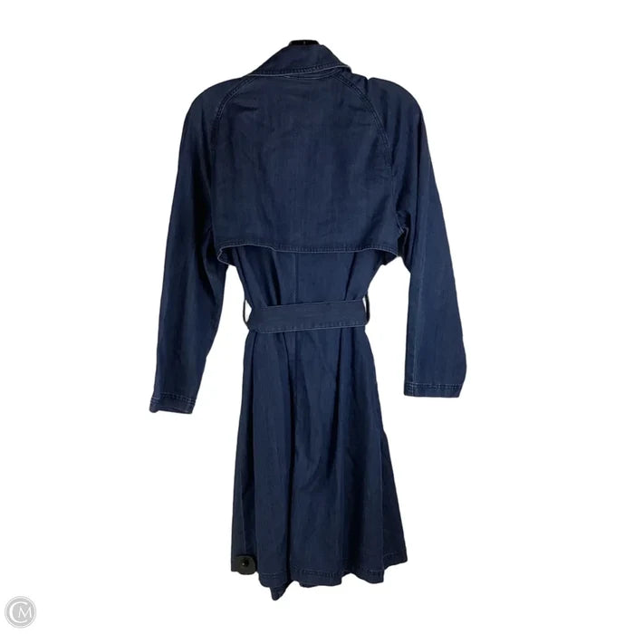 Coat Trench Coat By Chicos In Blue Denim, Size: L petite (Chicos size 2 petite)