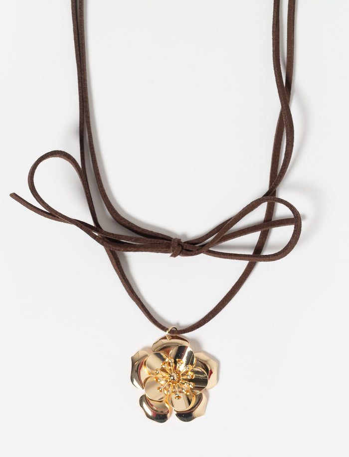 Collier cordon médaillon floral