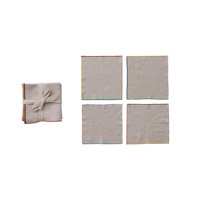 Colored Edge Cotton Dinner Napkin Set of 4