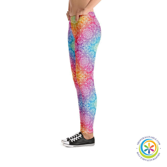 Colorful Flowered Patterned Leggings-ShopImaginable.com