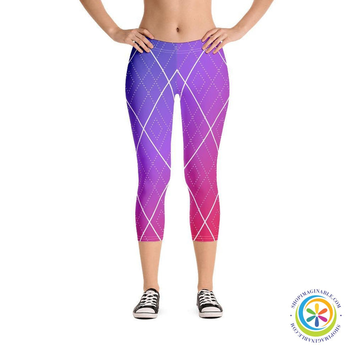 Colorful Rainbow Diamond Abstract Capri Leggings-ShopImaginable.com