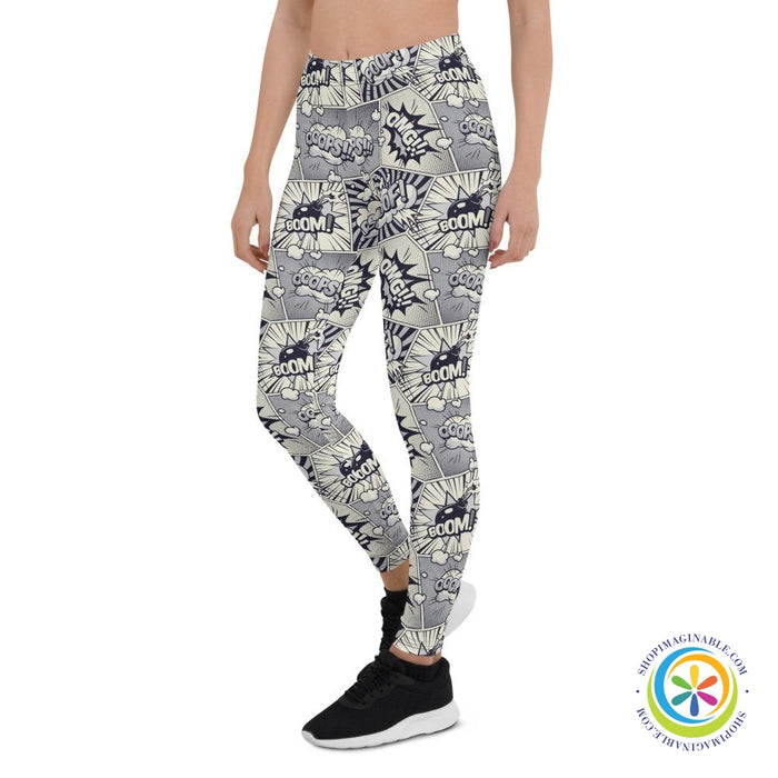 Comic Monochrome Full Length Leggings-ShopImaginable.com