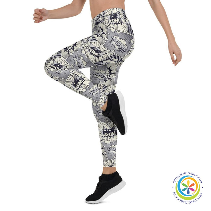 Comic Monochrome Full Length Leggings-ShopImaginable.com