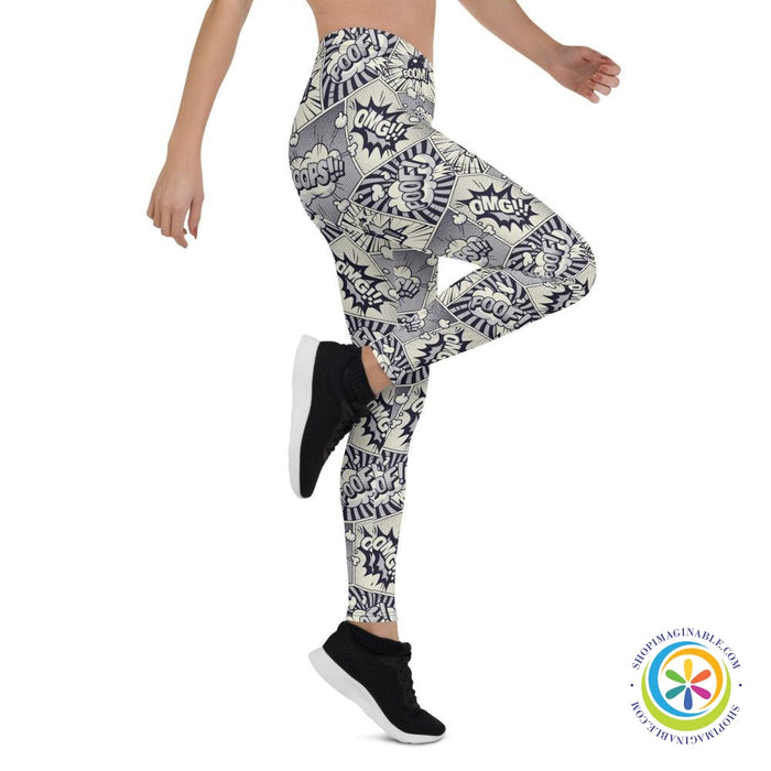 Comic Monochrome Full Length Leggings-ShopImaginable.com